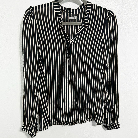 Reformation Arlington blouse black striped small - Picture 1 of 8